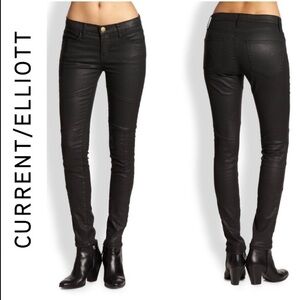 Current/Elliott Sweeney Ankle Skinny Black Coated Jeans 28